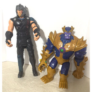 Avengers Marvel Action Figures Talking Thor Ragnarok & Mech Strike Punch Thanos